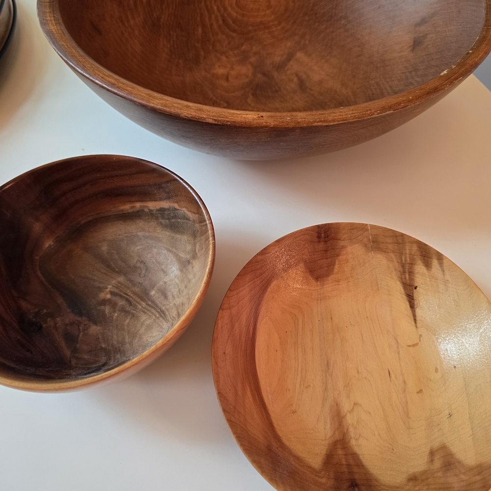 Elegant Brown Wooden Bowl Set LARGE SALAD BOWL